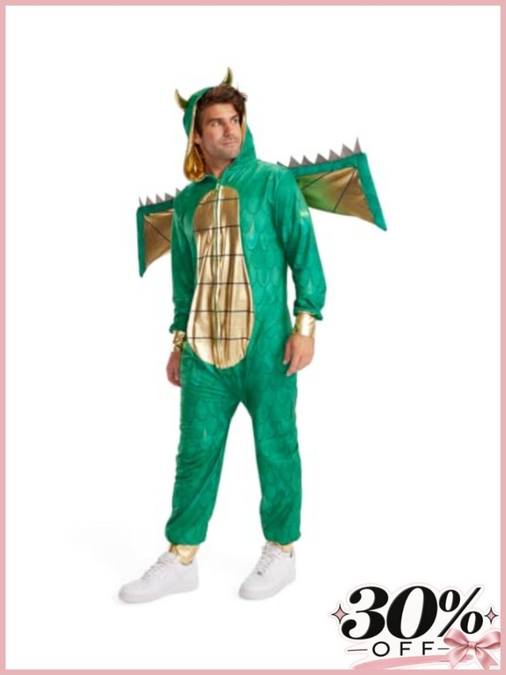 Men's Dragon Costume Mythic Monster Halloween Jumpsuit with Wings